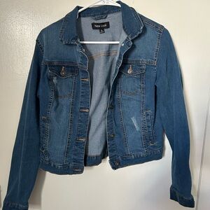 New Look Blue Denim Jacket with Contrast Topstitching